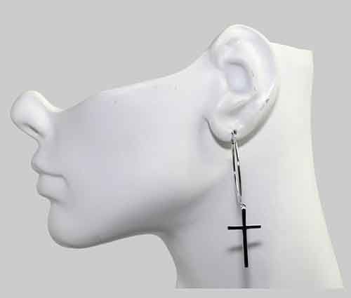 Sterling Silver Cross Hoop Earrings Sterling Silver Cross Hoop Earrings