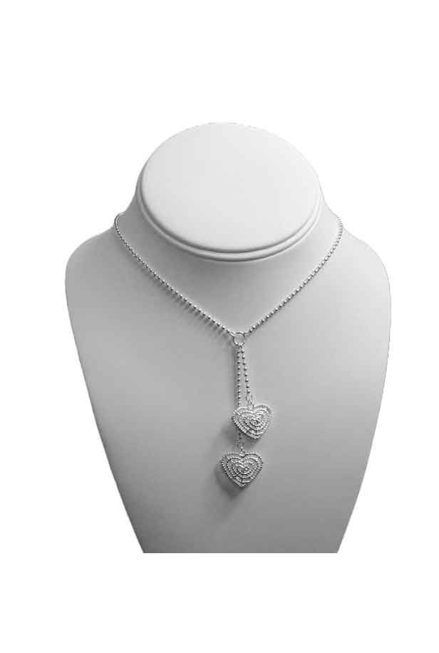 Graduated Heart Pendant Ball Chain Necklace