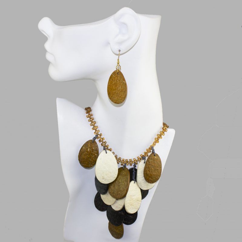 Layered Natural Disc Necklace & Earring Set Layered Natural Disc Necklace & Earring Set