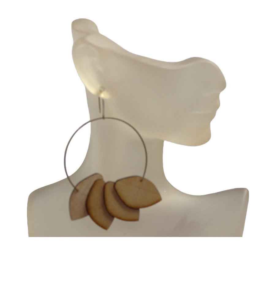 Wooden Fan Hoop Earrings