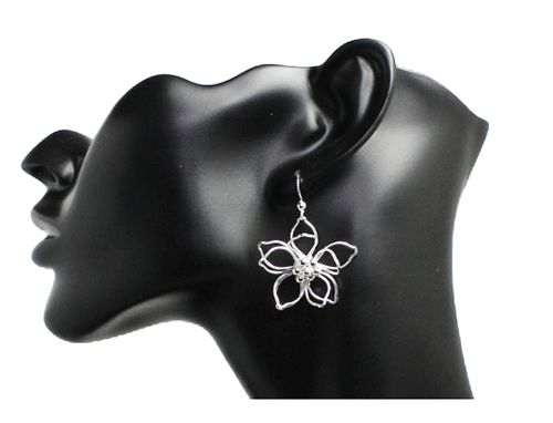 Layered Petal Sterling Silver Drop Earrings Layered Petal Sterling Silver Drop Earrings