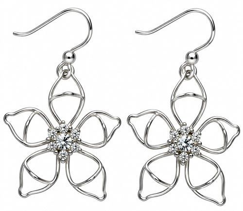 Layered Petal Sterling Silver Drop Earrings Layered Petal Sterling Silver Drop Earrings