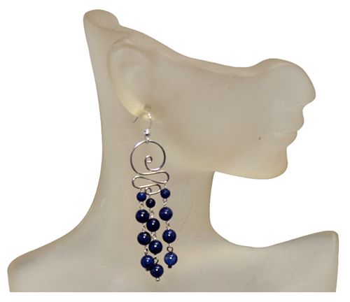 Lapis Current Sterling Silver Wave Earrings