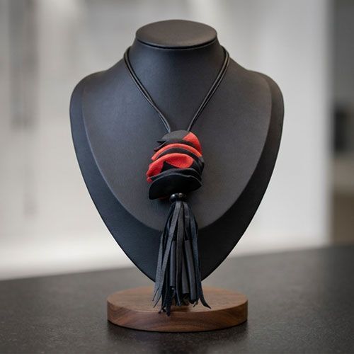 Black Red Leather Necklace Black Red Leather Necklace