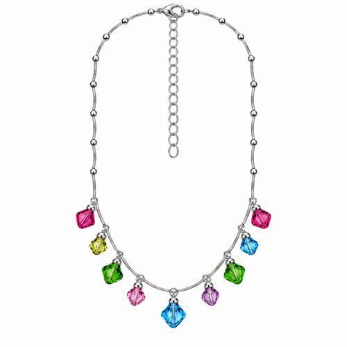 Rainbow Swarovski Crystal Sterling Silver Necklace
