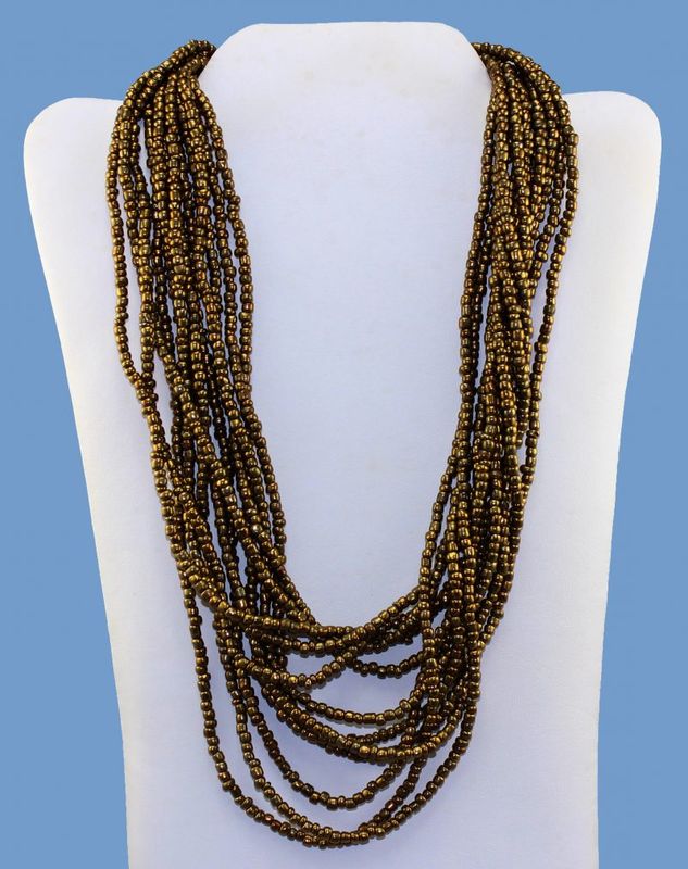 Strands of Bronze Beads Necklace Strands of Bronze Beads Necklace