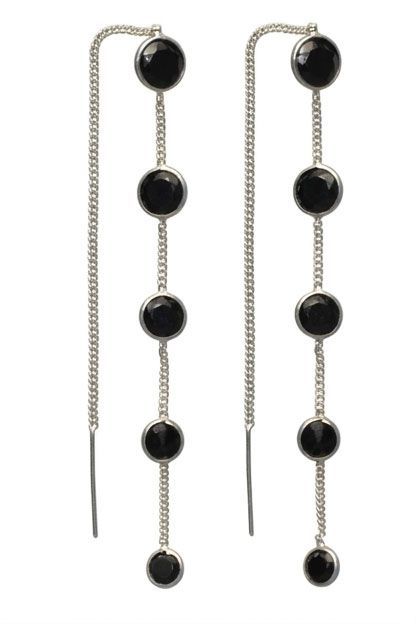 Onyx Swarovski Sterling Silver Threader Earrings Onyx Swarovski Sterling Silver Threader Earrings