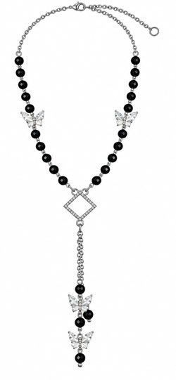 Onyx Waterfall Pendant Bead Necklace
