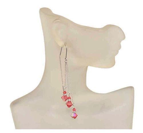 Rose Swarovski Sterling Silver Threader Earrings Rose Swarovski Sterling Silver Threader Earrings