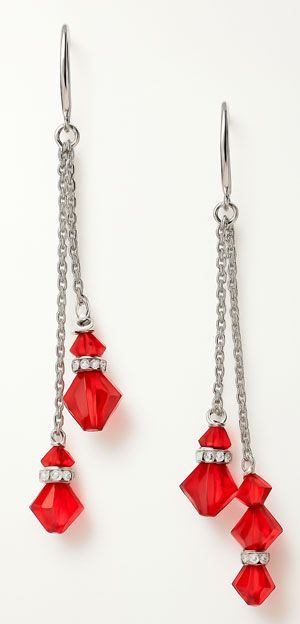 Rose Swarovski Sterling Silver Threader Earrings Rose Swarovski Sterling Silver Threader Earrings