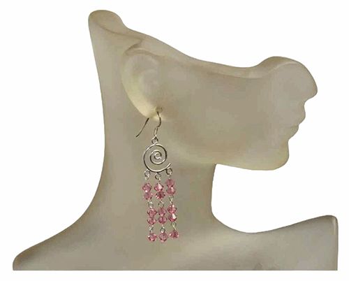 Crystal Spiral Sterling Silver Drop Earrings Crystal Spiral Sterling Silver Drop Earrings