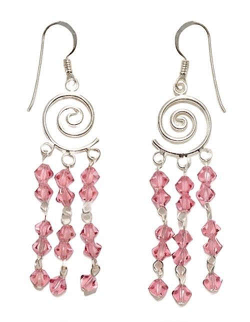Crystal Spiral Sterling Silver Drop Earrings Crystal Spiral Sterling Silver Drop Earrings