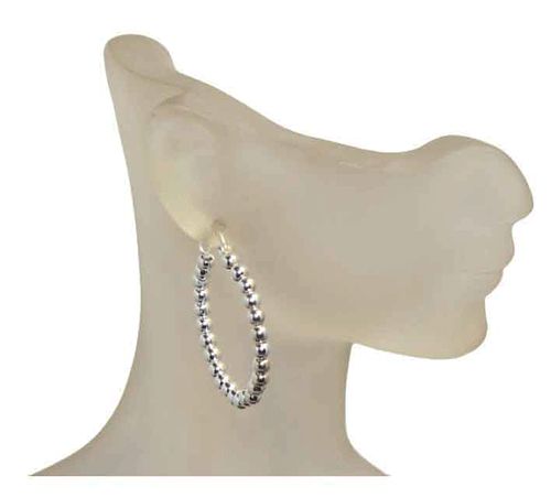Beaded Halo .925 Sterling Silver Omega Earrings Beaded Halo .925 Sterling Silver Omega Earrings