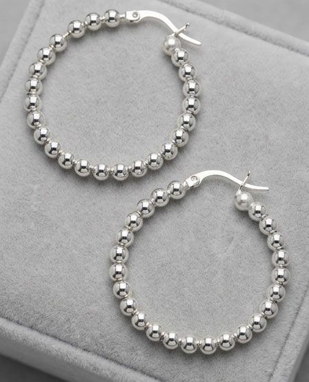 Beaded Halo .925 Sterling Silver Omega Earrings Beaded Halo .925 Sterling Silver Omega Earrings