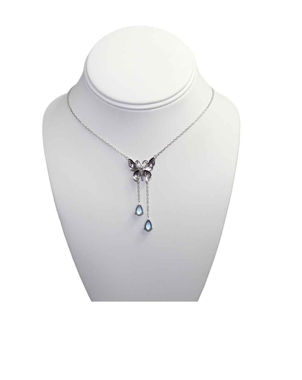 Swiss Blue Topaz Butterfly Drop Necklace Swiss Blue Topaz Butterfly Drop Necklace