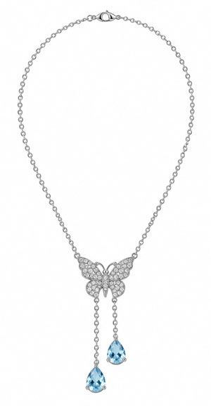 Swiss Blue Topaz Butterfly Drop Necklace
