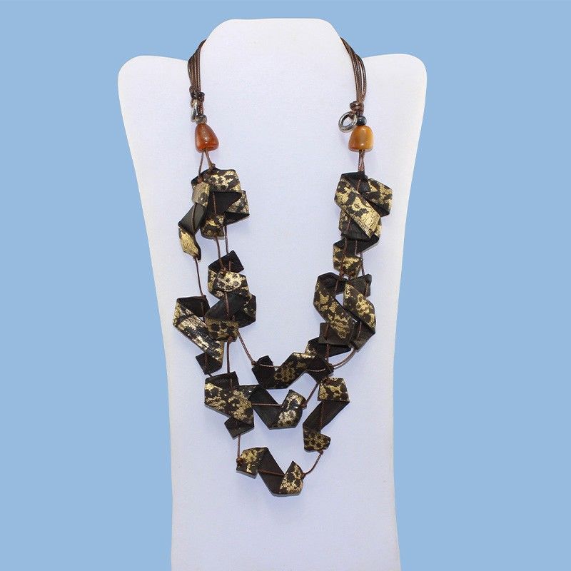 Bohemian Layered Leather Statement Necklace Bohemian Layered Leather Statement Necklace