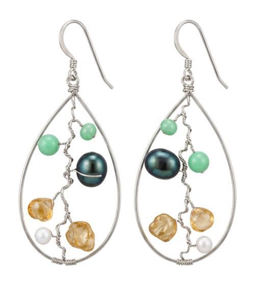 Citrus Garden Beaded Sterling Silver Earrings