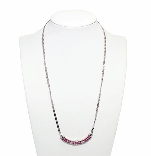Genuine Ruby & Diamond Sterling Silver Necklace