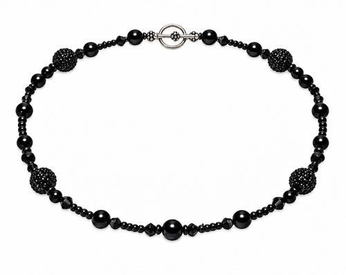 Black Swarovski Crystal Toggle Necklace