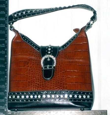 Stylish Rhinestone Leather Handbag