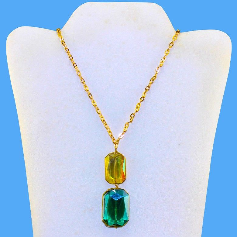 Faceted Glass Pendant Necklace