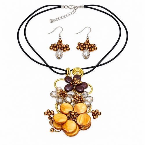 Leather Floral Cluster Floral Jewelry Set Leather Floral Cluster Floral Jewelry Set