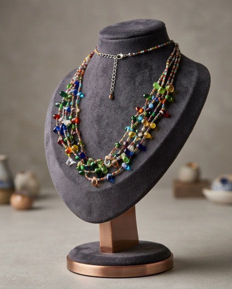 Vintage Multi-Colored Glass Bead Necklace Vintage Multi-Colored Glass Bead Necklace