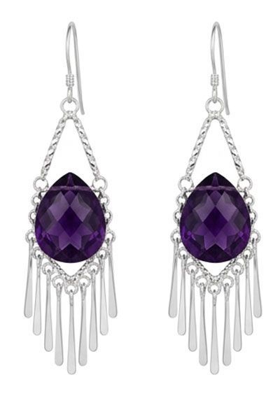 Wire-Wrapped Amethyst Sterling Silver Earrings Wire-Wrapped Amethyst Sterling Silver Earrings
