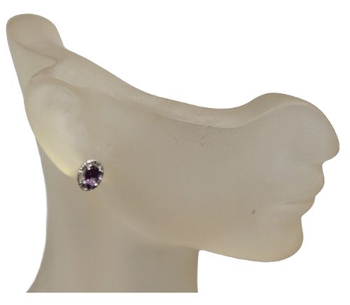 Genuine Amethyst Stud Earrings
