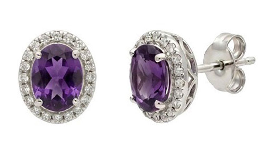 Genuine Amethyst Stud Earrings Genuine Amethyst Stud Earrings