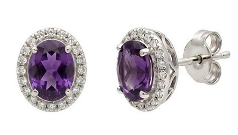 Genuine Amethyst Stud Earrings