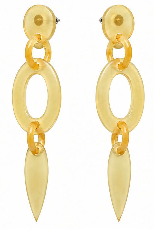 Modern Amber Link Drop Earrings