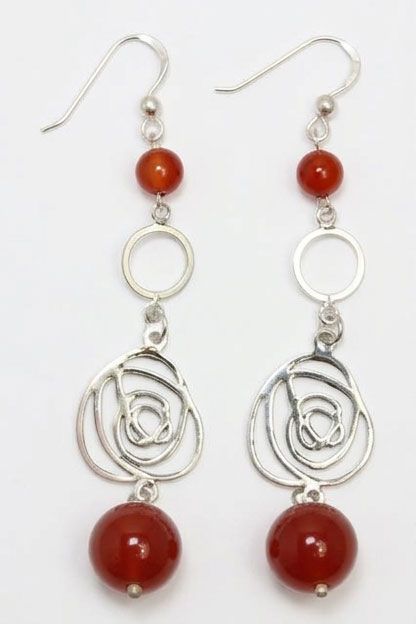 Carnelian Ember Sterling Silver Earrings