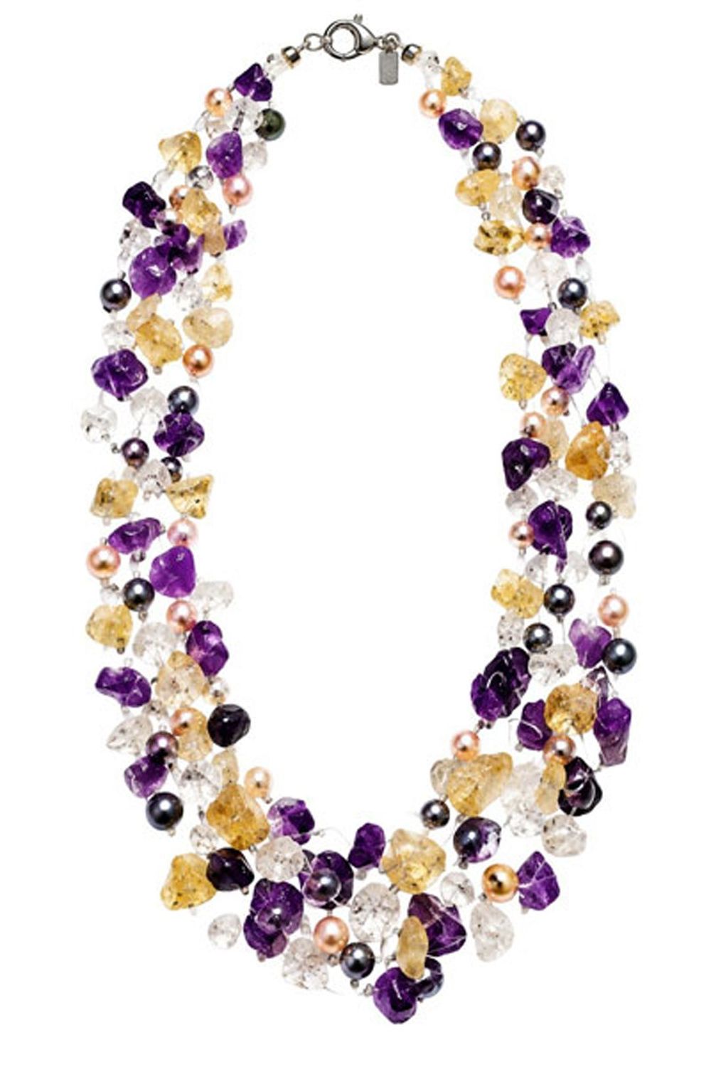 Multi-Gem & Cultured Pearl Floating Necklace Multi-Gem & Cultured Pearl Floating Necklace