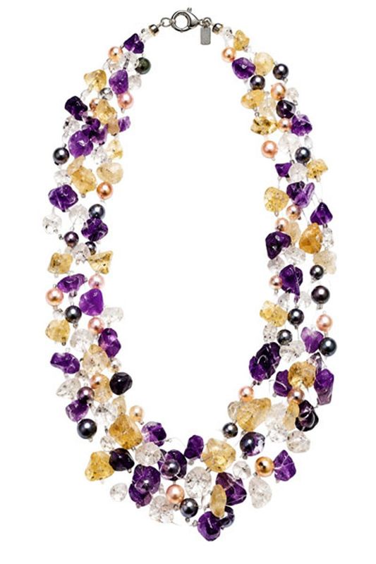 Multi-Gem & Cultured Pearl Floating Necklace Multi-Gem & Cultured Pearl Floating Necklace