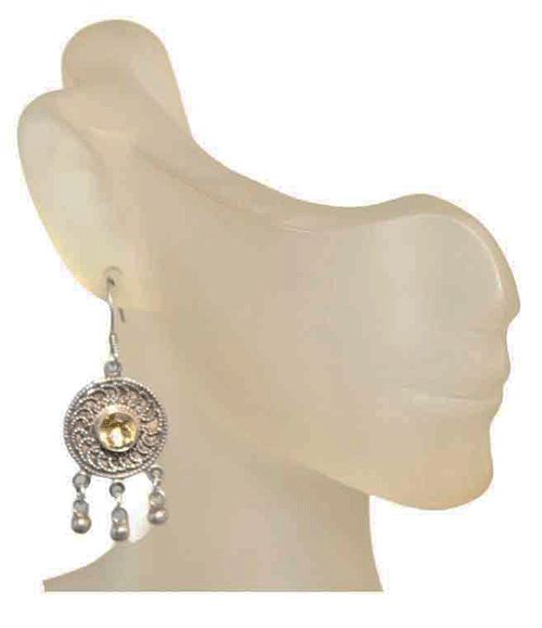 Sunburst Disc Sterling Silver Drop Earrings Sunburst Disc Sterling Silver Drop Earrings