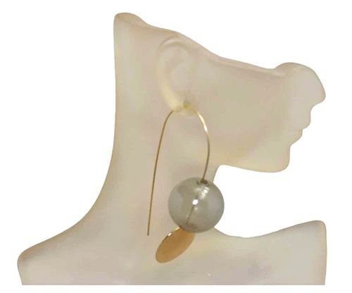 Taupe Glass 14K Gold Filled Threader Earrings
