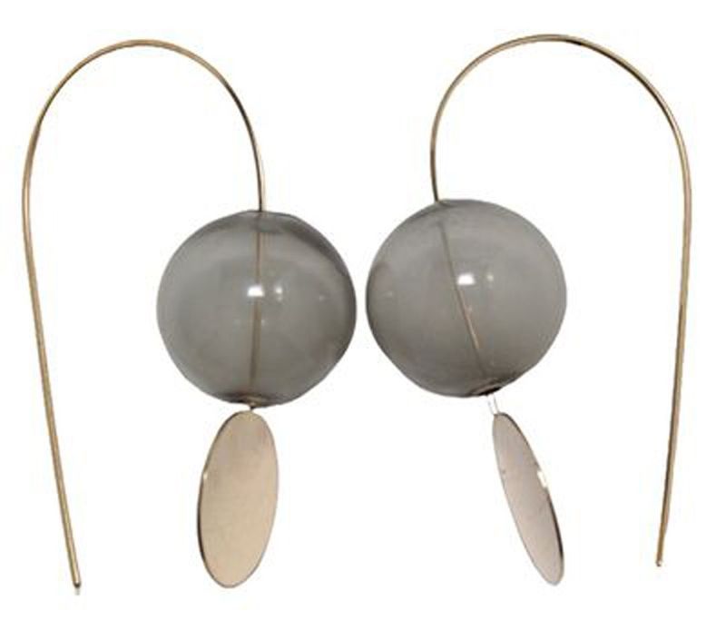 Taupe Glass 14K Gold Filled Threader Earrings