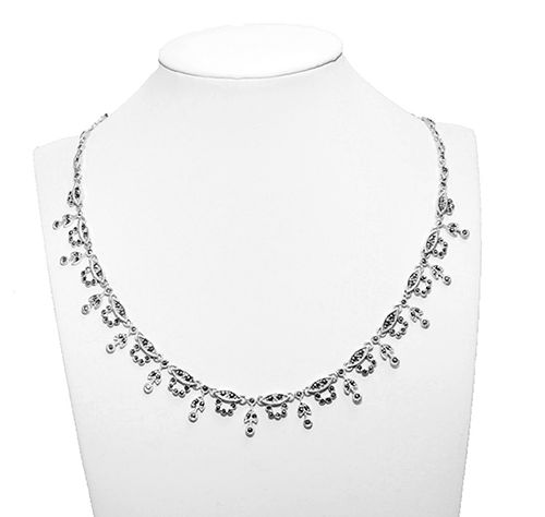 Vintage Marcasite Sterling Silver Necklace