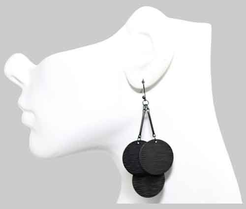 Black Triple Circle Drop Earrings Black Triple Circle Drop Earrings
