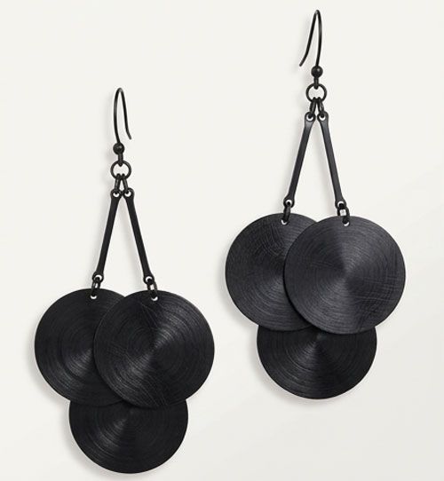 Black Triple Circle Drop Earrings Black Triple Circle Drop Earrings