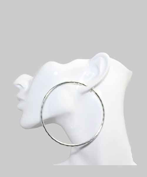 Silver Tone Oversized Clip-On Hoop Earrings Silver Tone Oversized Clip-On Hoop Earrings