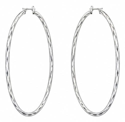 Silver Tone Oversized Clip-On Hoop Earrings Silver Tone Oversized Clip-On Hoop Earrings
