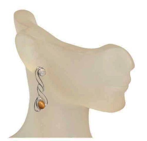 Tiger's Eye Pearl Twist Post Earrings