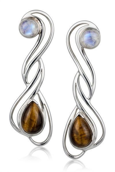 Tiger's Eye Pearl Twist Post Earrings Tiger's Eye Pearl Twist Post Earrings