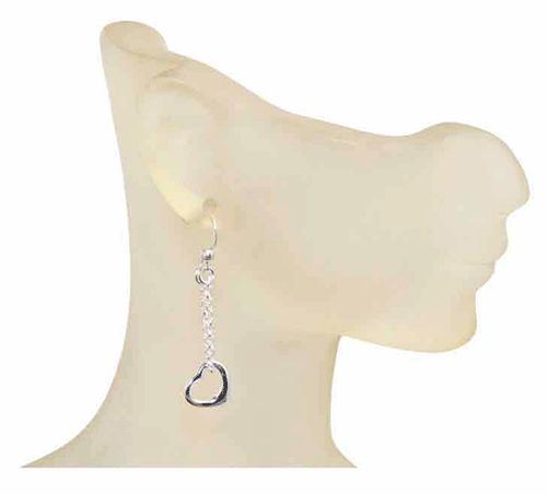 Tethered Heart Double-Chain Sterling Silver Earrings