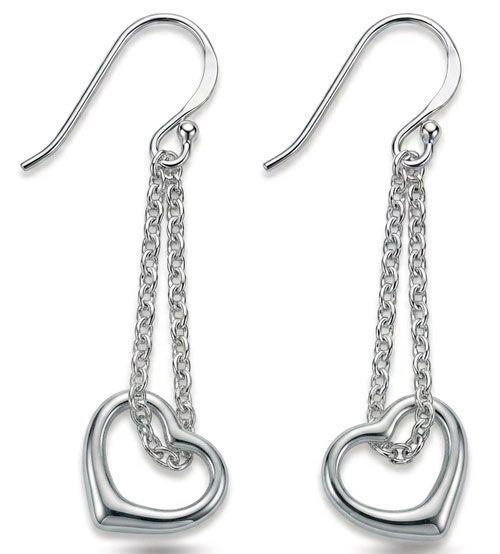 Tethered Heart Double-Chain Sterling Silver Earrings