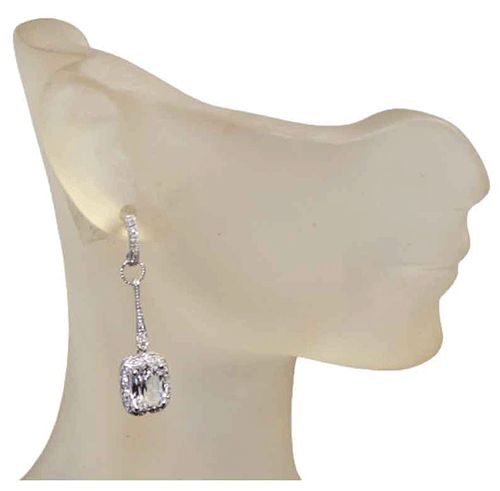 White Sapphire & Diamond Sterling Silver Drop Earrings White Sapphire & Diamond Sterling Silver Drop Earrings