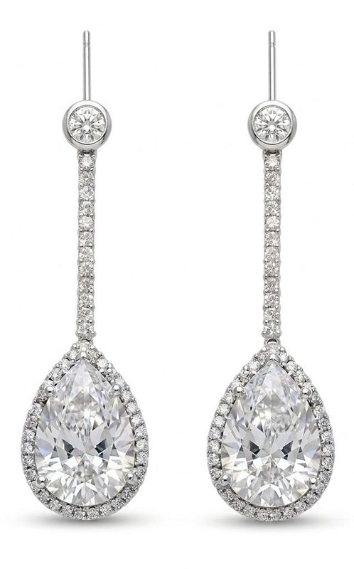 White Sapphire & Diamond Sterling Silver Drop Earrings